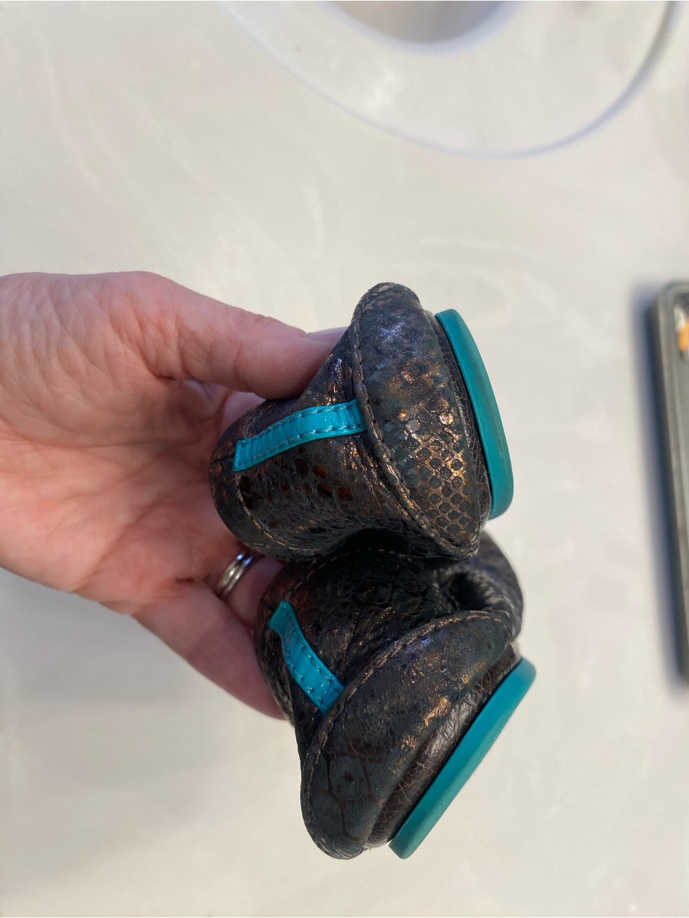 Tieks Women's Metallic Textured Ballet Flats in Ember - Picture 6 of 8